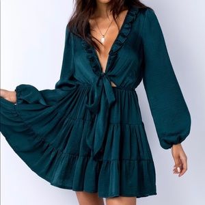 Real blue dress low cut with tie